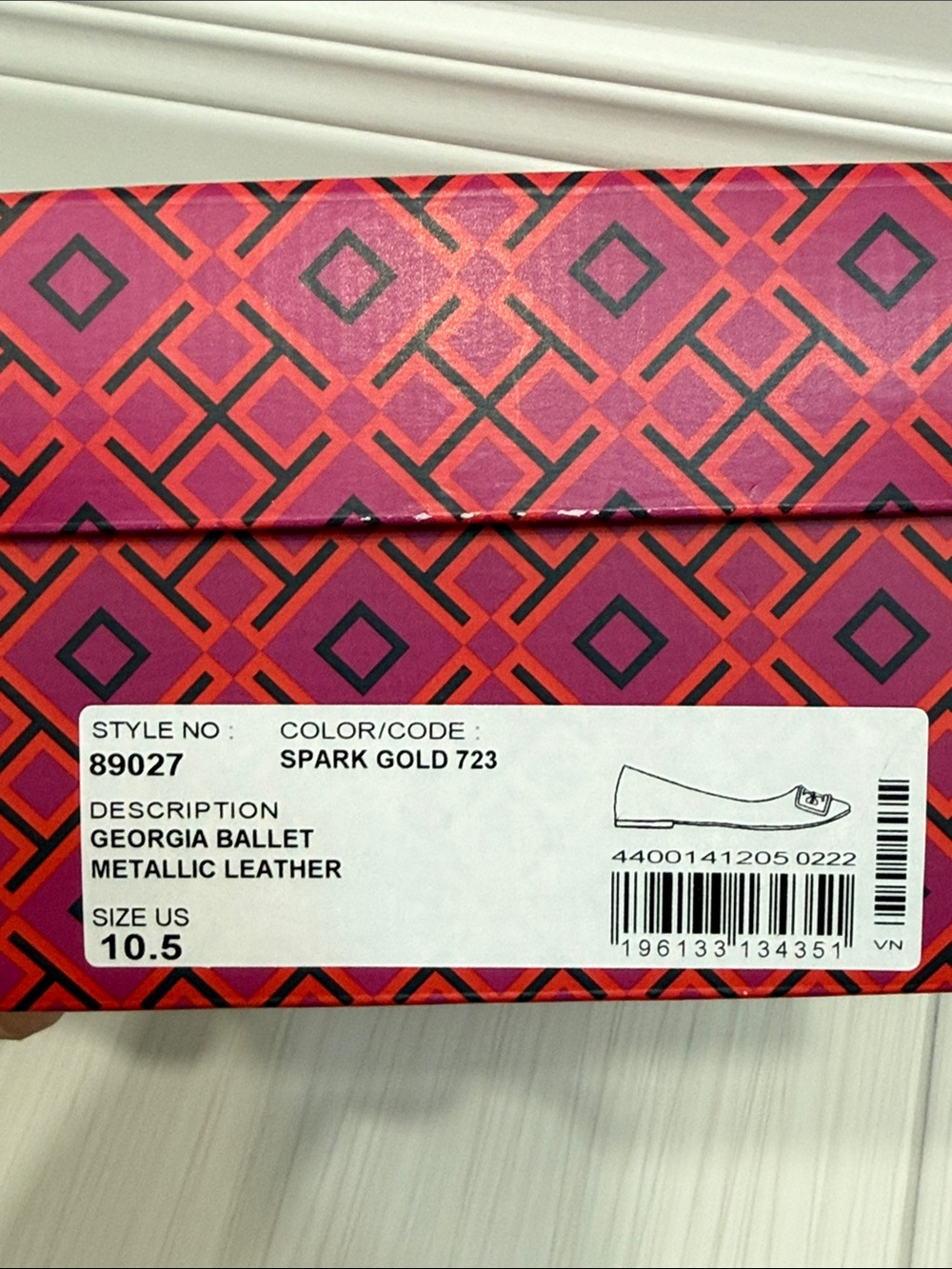 Tory Burch Metallic Gold Logo Ballet Flats - Picture 2 of 7